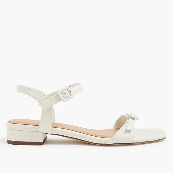 J. Crew Factory Textured Ankle Strap Block Sandals in Ivory White Size 6 spring - Picture 1 of 11
